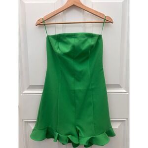Likely Green Strapless Ruffle Hem Romper Cutout Back Kelly Green YP094001LYB 8